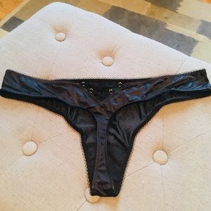 VS Black Lace-Up Thong